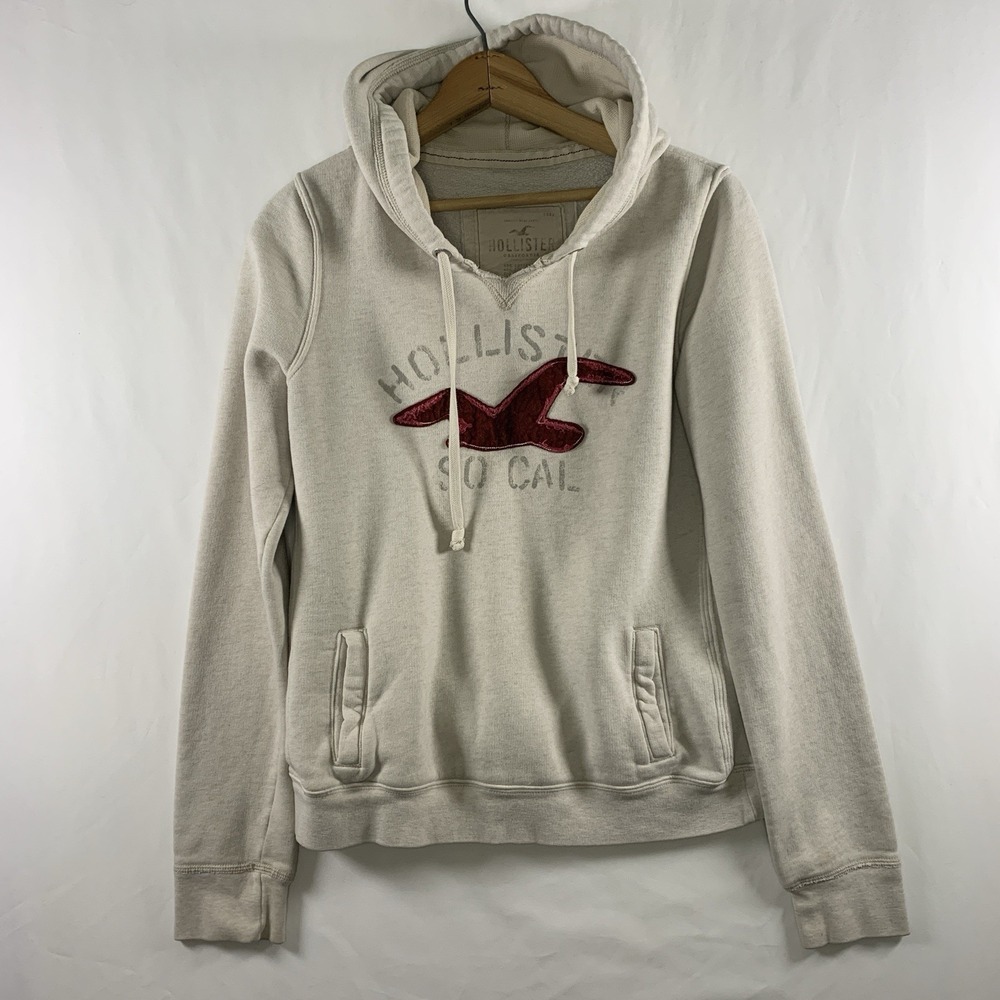 VTG 00s Hollister Womens Y2K Hoodie Sweatshirt Tag XL Actual M Thick Puff Logo